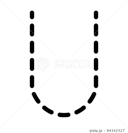 Tracing Alphabet letter U prewriting dotted line element for kindergarten, preschool and Montessori school kids worksheet for handwriting practice activity. 94342527