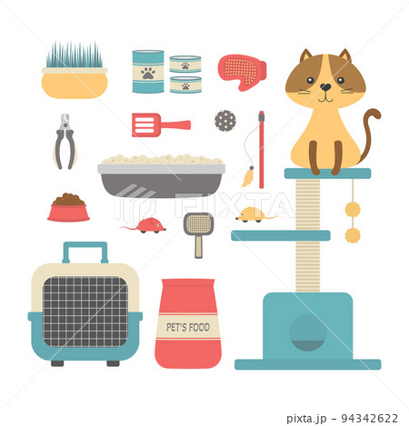 vector illustration with cartoon cat stuff collection 94342622