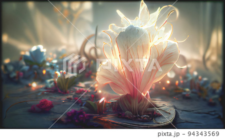 Gorgeous fantasy flower, Beauty and fresh spring collection. 3D Digital art background Gorgeous fantasy flower, Beauty and fresh spring collection. 3D Digital art background 94343569