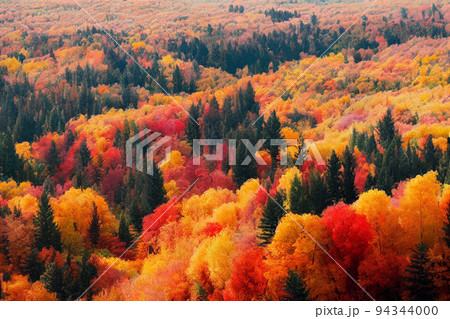 3D Illustration, selective focused, blurred, colorful fall forest landscape hd wallpaper. 94344000