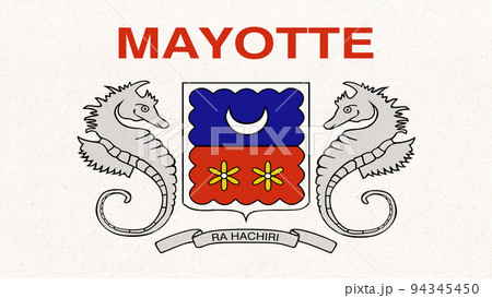 Flag of Mayotte. flag of Mayotte island on fabric surface. overseas department 94345450