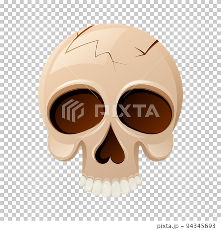 Cartoon skull without lower jaw with cracks, vector illustration. For Halloween, the day of the dead Cartoon skull without lower jaw with cracks, vector illustration. For Halloween, the day of the dead 94345693