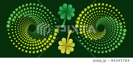 Green leaf in circle form. Halftone design. St. Patrick Day abstraction. Green leaf in circle form. Halftone design. St. Patrick Day abstraction. 94345764