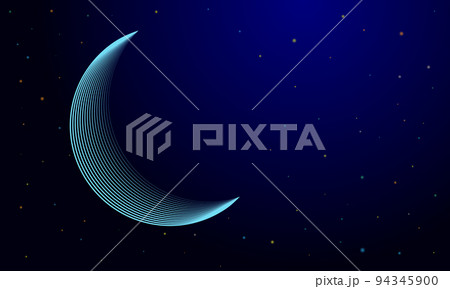 Blue moon in dark background with stars. 94345900