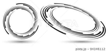 Abstract background with lines in circle. Spiral with black lines as dynamic abstract vector background or logo or icon. Artistic illustration with perspective on white background. 94346112