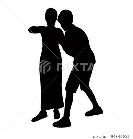 children playing, silhouette vector children playing, silhouette vector 94346652