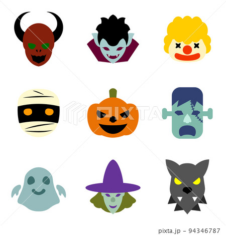 ハロウィンのモンスター アイコンイラストセット ハロウィンのモンスター アイコンイラストセット 94346787