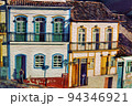 Charming facade of old houses in Ouro Preto 94346921