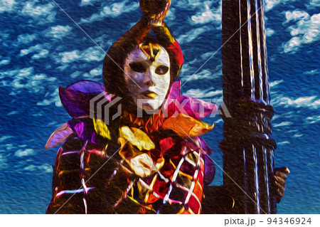 Reveler wearing costume at the Venice Carnival Reveler wearing costume at the Venice Carnival 94346924