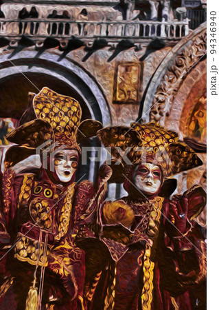 Revelers wearing costumes at the Venice Carnival Revelers wearing costumes at the Venice Carnival 94346940