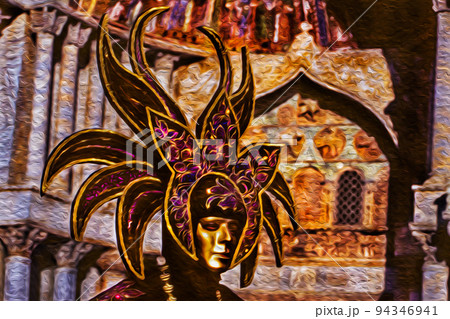 Reveler wearing costume at the Venice Carnival Reveler wearing costume at the Venice Carnival 94346941