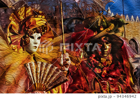 Revelers wearing costumes at the Venice Carnival Revelers wearing costumes at the Venice Carnival 94346942