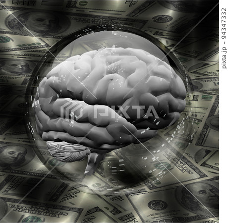 Human Brain with Currency Background Human Brain with Currency Background 94347332