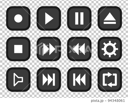Icon set of buttons to operate music and video players 94348061