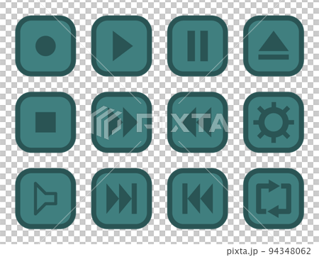 Icon set of buttons to operate music and video players Icon set of buttons to operate music and video players 94348062
