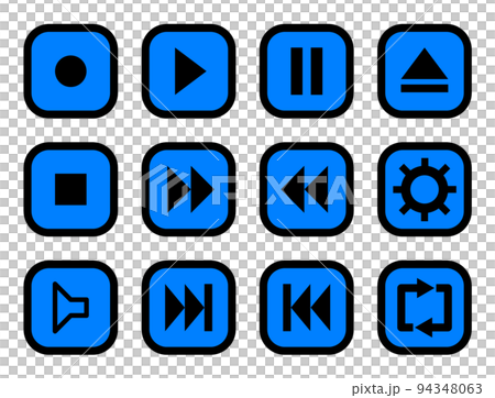 音楽や動画のプレーヤーを操作するボタンのアイコンセット 94348063