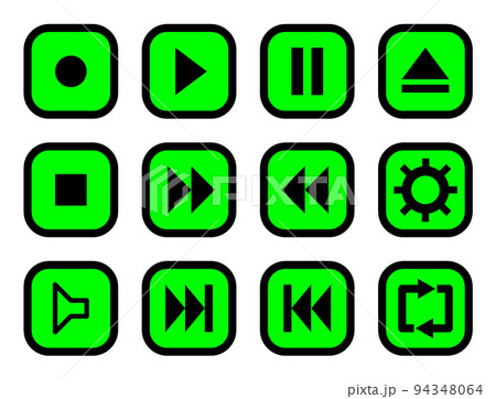音楽や動画のプレーヤーを操作するボタンのアイコンセット 94348064