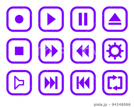 音楽や動画のプレーヤーを操作するボタンのアイコンセット 94348066