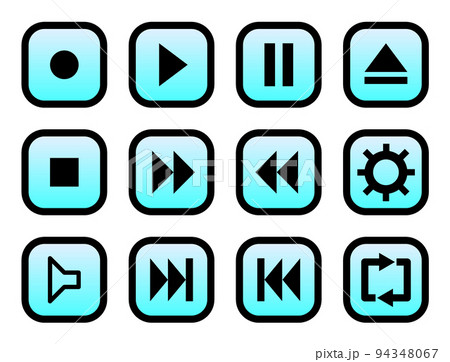 音楽や動画のプレーヤーを操作するボタンのアイコンセット 音楽や動画のプレーヤーを操作するボタンのアイコンセット 94348067