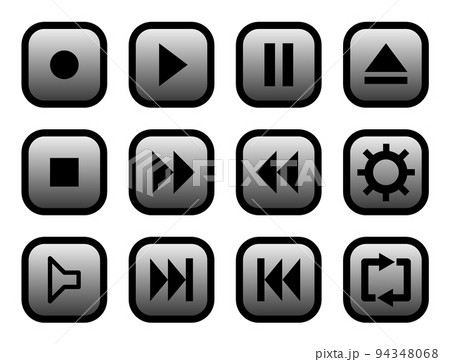 音楽や動画のプレーヤーを操作するボタンのアイコンセット 94348068