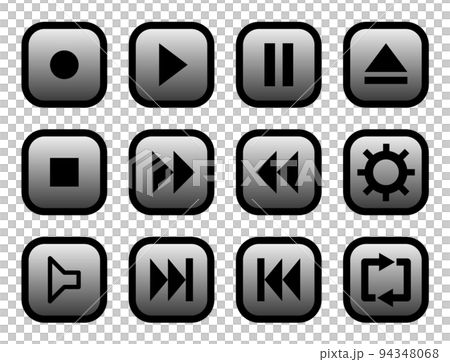 音楽や動画のプレーヤーを操作するボタンのアイコンセット 94348068