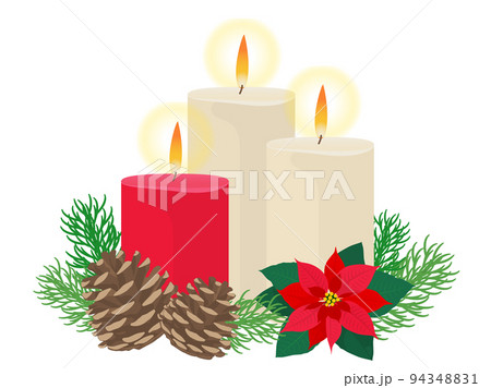 クリスマスキャンドル赤白 94348831