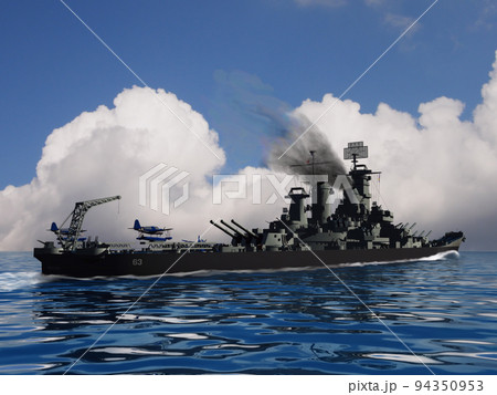 東京湾へ航行する米国海軍戦艦「ミズーリ」(WWⅡ） 94350953