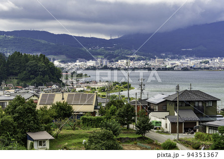 諏訪湖SAからの岡谷市街地　長野県諏訪市 94351367