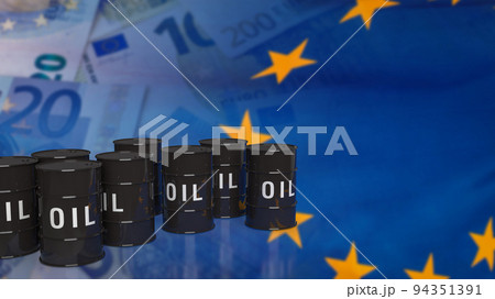 The oil tanks on euro flag for business concept 3d rendering 94351391