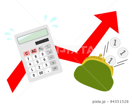 値上がりで支出が増えるイメージ 94351526