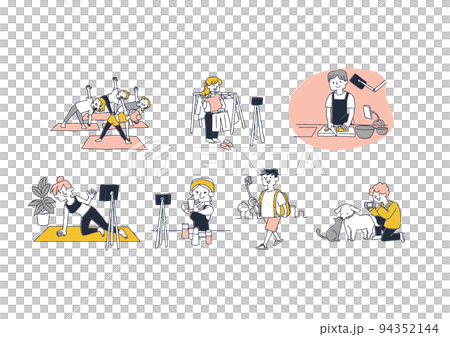 さまざまなスタイルで活動するYouTuberのイラスト コミカルな手書きの人物 さまざまなスタイルで活動するYouTuberのイラスト コミカルな手書きの人物 94352144