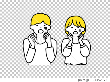 ショックを受けている夫婦 シンプルな線の人物イラスト ショックを受けている夫婦 シンプルな線の人物イラスト 94352172