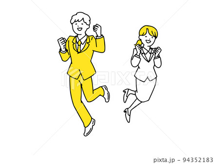 行動力のある新入社員男女 シンプルな線の人物イラスト 行動力のある新入社員男女 シンプルな線の人物イラスト 94352183