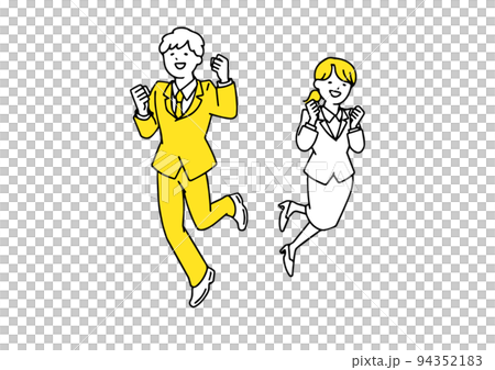 Men and women new employees who have the ability to take action Illustrations of people with simple lines Men and women new employees who have the ability to take action Illustrations of people with simple lines 94352183