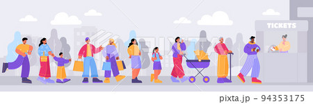 People standing in queue to ticket booth 94353175