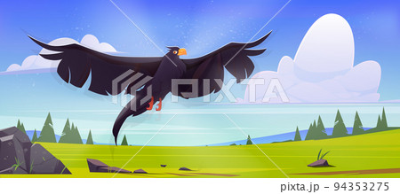 Black eagle, falcon or hawk with outspread wings Black eagle, falcon or hawk with outspread wings 94353275