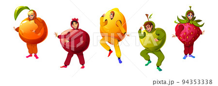 People wear fruit costumes, isolated characters 94353338