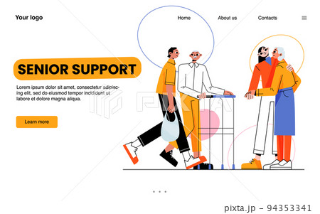 Senior support landing page, volunteers help old 94353341