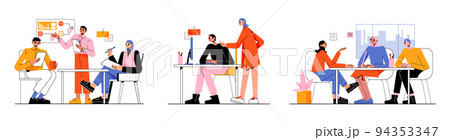 Teamwork, employee communication in office 94353347