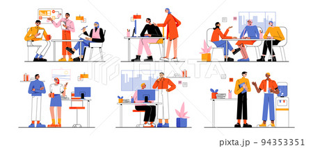 Office scenes with business people at work space 94353351