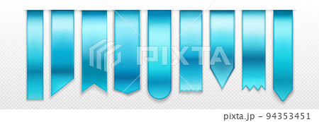 Blue bookmarks, ribbon, banner 3d vector mockup Blue bookmarks, ribbon, banner 3d vector mockup 94353451