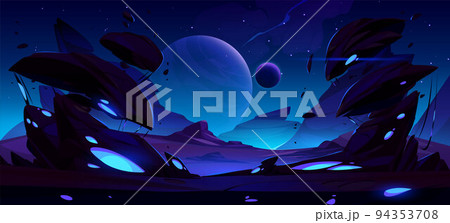 Space background with alien planet at night Space background with alien planet at night 94353708