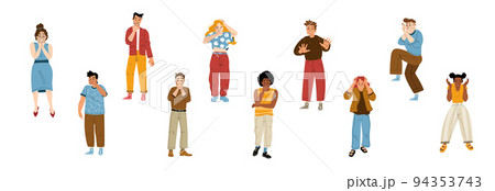 Afraid, scared people in shock, panic and stress Afraid, scared people in shock, panic and stress 94353743