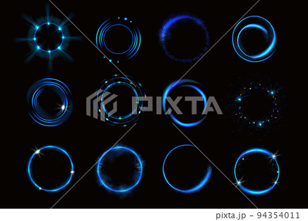 Glowing blue circles with sparkles, round frames 94354011