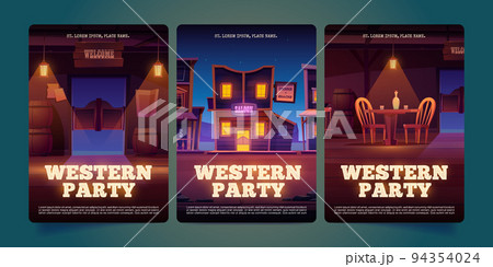 Set of western party invitation templates Set of western party invitation templates 94354024