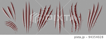 Blood scratches of wild animal claws Blood scratches of wild animal claws 94354028