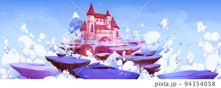 Winter scene with castle and floating islands Winter scene with castle and floating islands 94354058