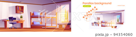 Parallax background student dormitory with bunkbed 94354060