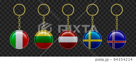 Leather keychain with European countries flags 94354214
