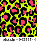Leopard imitation seamless green and pink pattern. Vector illustration 94356544